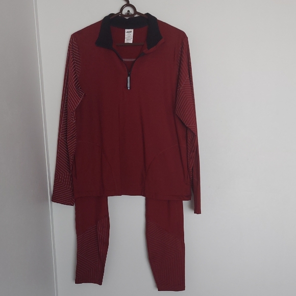 Avia Other - Avia Red and Black Zip-Up Activewear Set